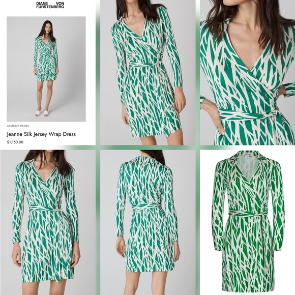 Diane Von Furstenberg Black & White Long Sleeve Animal Print Midi Wrap Dress - Picture 12 of 16